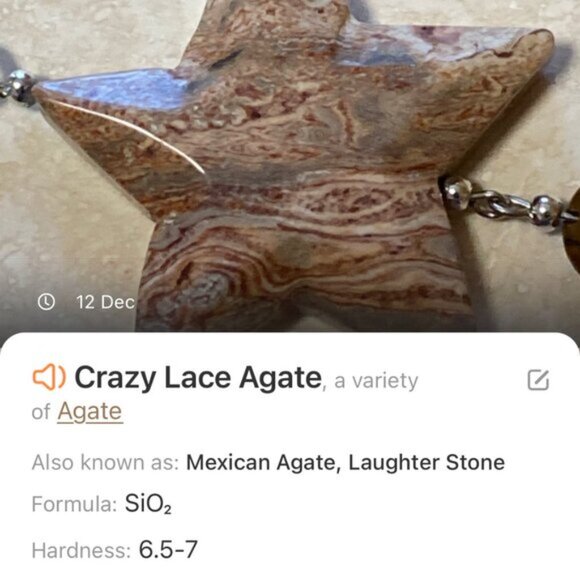 Natural Earthy Agate Star Pendant Long Necklace, Genuine Gemstone + Copper Links - Picture 14 of 16